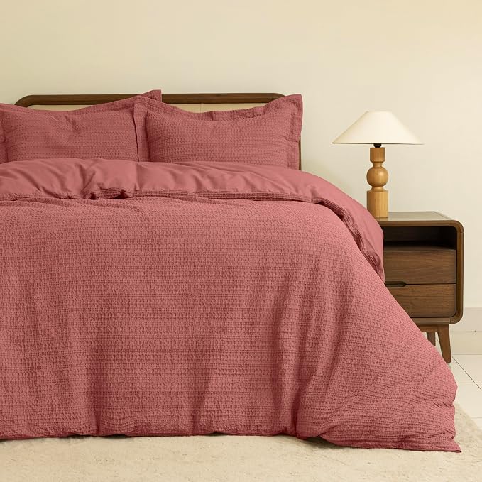 Dreamology King Duvet Cover, Waffle Weave Duvet Cover Set, 100% Cotton | Waffle Duvet Covers with Zipper Closure, Soft Luxury Textured & Breathable Bedding Set,Duvet Cover King 3 Pcs (Terracotta)