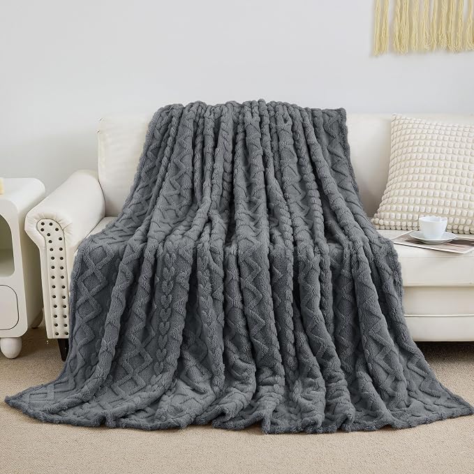 Aganear Fleece Throw Blanket for Bed Couch 90"x108" Grey | Lightweight Fuzzy Throw,Warm Gift for Women,Christmas,Housewarming,Soft,Boho Design for Room Home Decor,All-Season Use