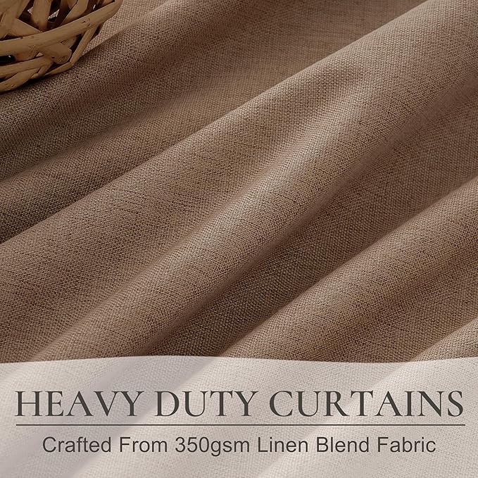 Rust Brown Short Small Window Room Darkening Curtains 54 Inches Long for Bedroom/Basement, Boho Linen Thermal&Soundproof Blackout Curtain Back Tab Pleated with Hooks Chocolate (50"Wx54L 2 Panels)