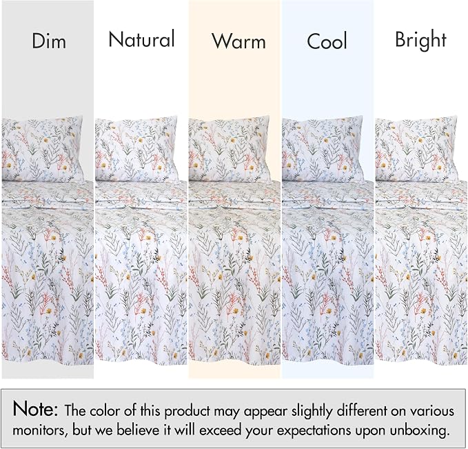 RUVANTI 100% Cotton Percale Sheets, Queen Size, Aroma | Crisp Cooling, Deep Pocket 16", Soft Breathable & Durable, Hotel-Style, 4 Piece Set