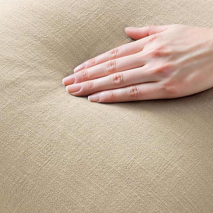 MIULEE Boho Linen Fringe Decorative Throw Pillow Covers Beige 16x16 | Set of 2, Cottagecore Decor, Boho Farmhouse Neutral Pillow Covers, Rustic Couch Cushion Cases for Sofa Bed Living Room