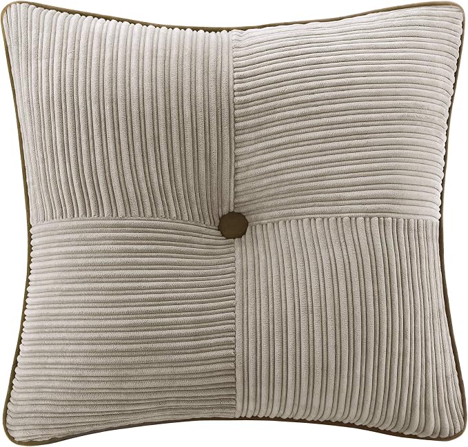 Madison Park Casual Blocks Comforter Set, 7PC Cal King Bedding Set | All Season, with Comforter, Shams, Bed Skirt, Decorative Pillows, Lightweight, Taupe Brown