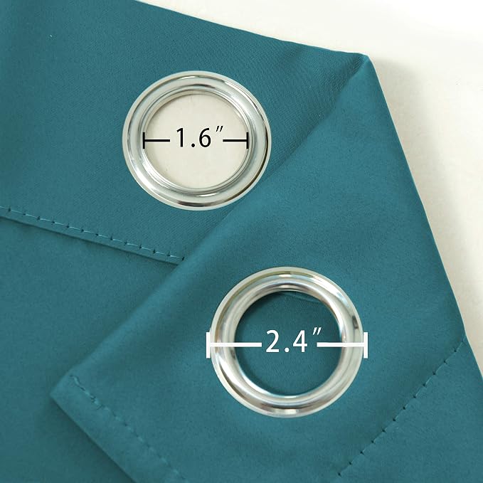Sea Teal Thermal Blackout Curtains/52 x 72 Inch/Set of 2 Panels Room Darkening Curtains