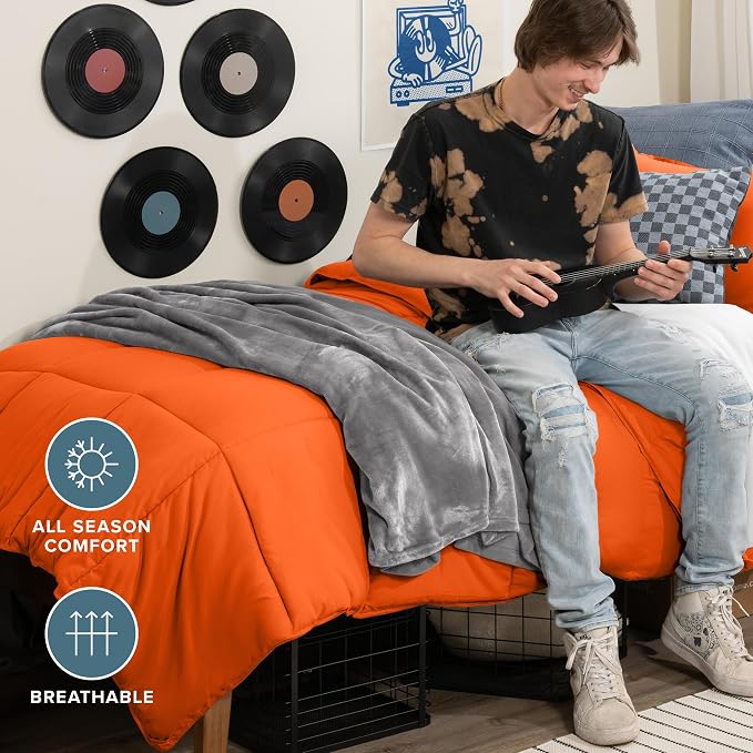 Bare Home Comforter Set - 1800 Ultra Soft (Twin/Twin XL, Orange) | All-Season, Breathable, Hypoallergenic, Premium 1800, Warm, Cozy