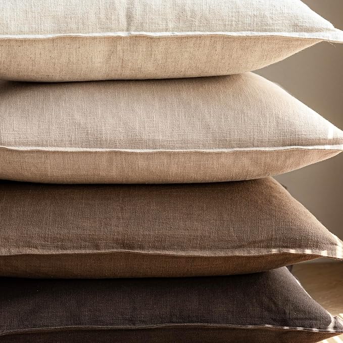 Foindtower Linen Solid Decorative Throw Pillow Covers 16x16 Reddish Brown | Pack of 2 Boho Farmhouse Morden Pillowcase,Accent Neutral Cushion Covers,Home Decor for Chair Couch Sofa Bedroom Living Room