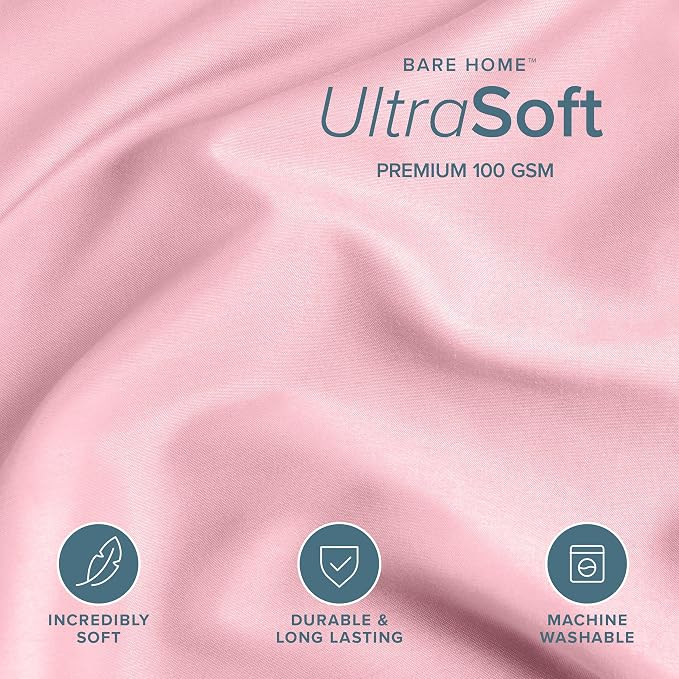 Bare Home Duvet Cover Set 1800 Ultra-Soft (Twin/Twin XL, Light Pink) | Lightweight, Cooling, Breathable, Premium 1800 Ultra-Soft, All-Season