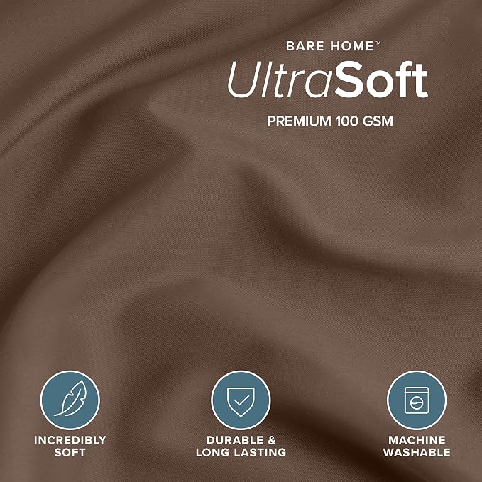 Bare Home Duvet Cover Set 1800 Ultra-Soft (California King, Cocoa) | Lightweight, Cooling, Breathable, Premium 1800 Ultra-Soft, All-Season
