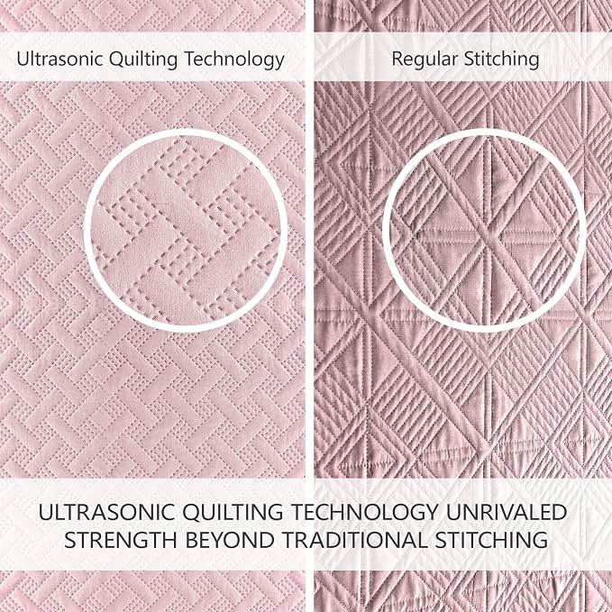 FLYMME Oversized King/California King Quilt Set 118"x106", Pure Pink 3-Piece Floor-Length Bedspread, Premium Microfiber Lightweight Coverlet for King/California King Bed (1 Quilt, 2 Shams)
