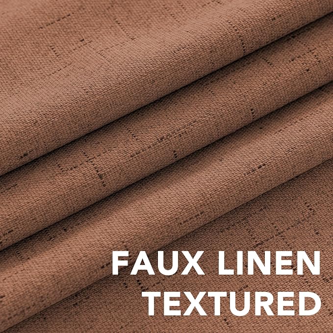 H.VERSAILTEX 100% Blackout Curtains for Bedroom Thermal Insulated Linen Textured Curtains Heat and Full Light Blocking Drapes Living Room Curtains 2 Panel Sets, 52x96 - Inch, Washed Spice