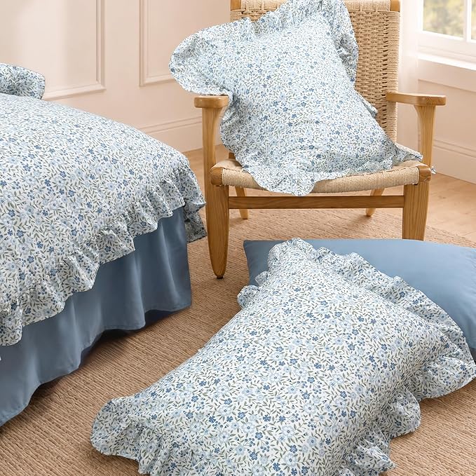 Full Size Comforter Sets-7 Pieces Floral Ruffle Bedding Set | Bloomhaven Full Size Comforter Sets-7 Pieces Floral Ruffle Bedding Set