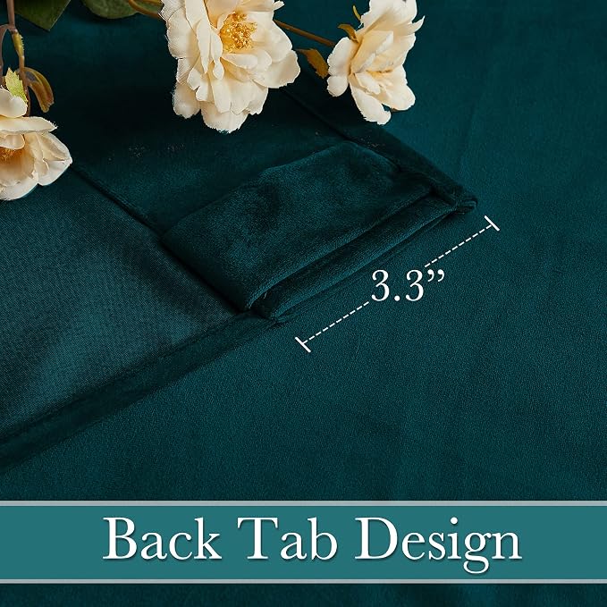 RYB HOME Velvet Curtains 108 inches Long, Extra Long High Ceiling Curtains | Thermal Insulated, Luxurious Home Decor, Curtains for Apartment Loft Large Windows, W52 x L108, Peacock Blue, 2 Panels Set