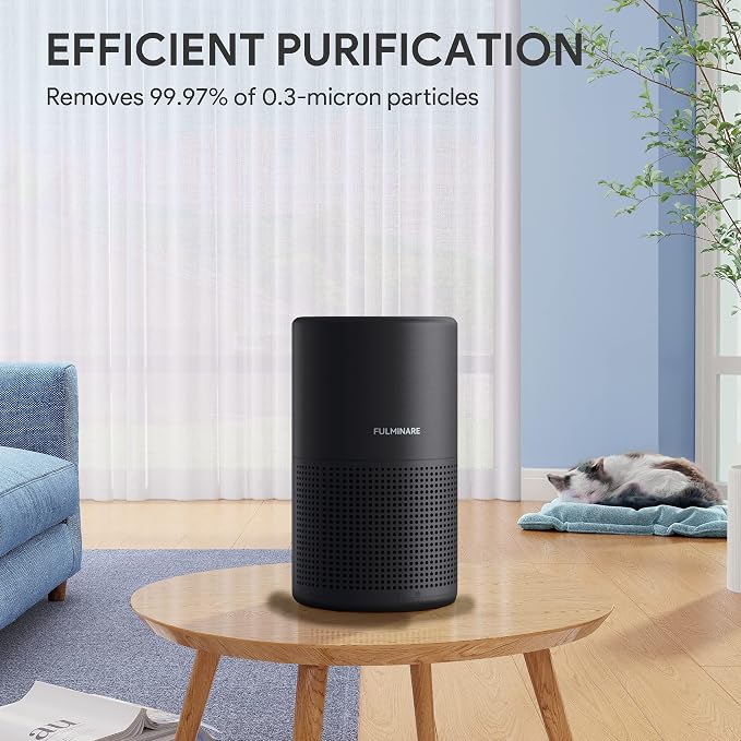 Air Purifiers for Bedroom, FULMINARE H13 True HEPA Filter（Black） | Remove Pet Hair, Smoke, Odors，Quiet Air Cleaner With Night Light, Portable Small Air Purifier for Home, Office, Living Room