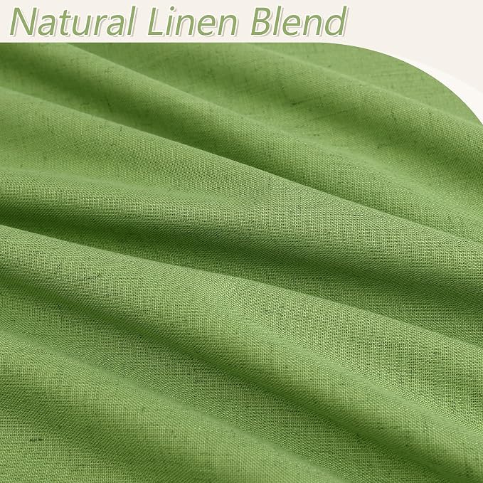 100% Blackout Curtains 90 Inch Length 2 Panels Set for Living Room Bedroom Back Tab Thermal Insulated Black Out Linen Drapes Room Darkening Lime Green,52x90