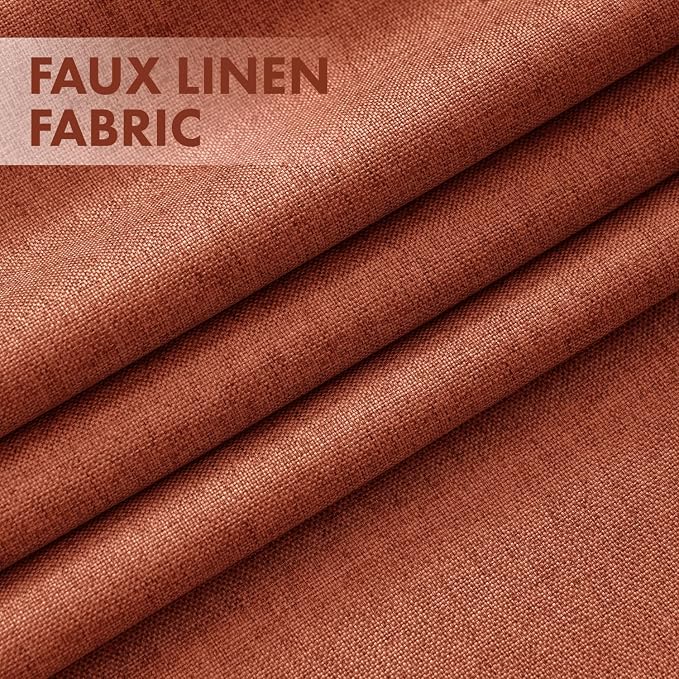 MIULEE Fall 100% Blackout Linen Curtains for Bedroom 40W x 108L Terracotta | 2 Panels, 108 inches Long, Thermal Insulated, Room Darkening, Black Out Drapes for Living Room, Back Tab Rod Pocket