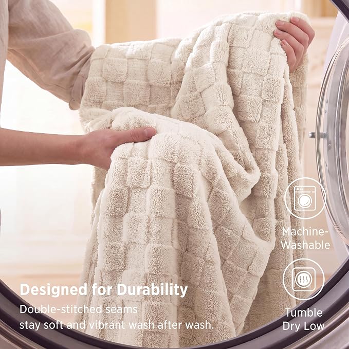 Bedsure GentleSoft Throw Blanket for Couch - Super Soft Cozy Blankets Gifts for Kids Girls, Cute Small Fleece Throws for Bedroom Home Decor, Cream, 50x70 Inches