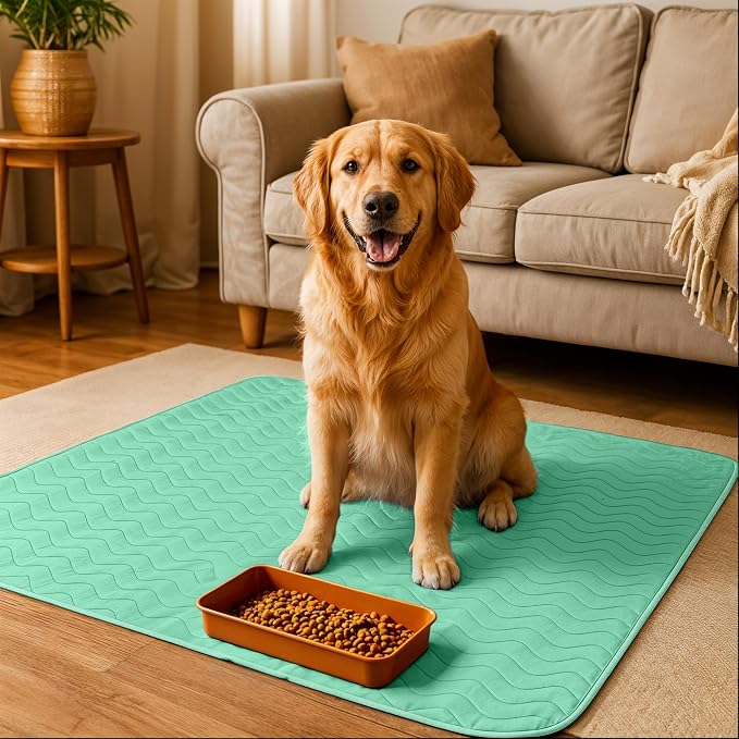 4 Pack Washable Pee Pads for Dogs 34" x 36", Waterproof Dog Training Pads | Reusable Dog Training Pads for Sofa, Incontinence Bed Pads for Adults, Elderly and Kids (Green,Blue) by Utopia Bedding
