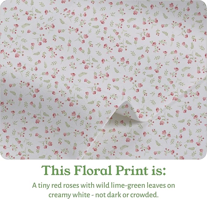 California Design Den Organic Cotton California King Sheets, Floral Print | GOTS Certified, Lightweight Crisp & Airy Percale For Hot Sleepers, 15" Deep Pocket, All-around Elastic, 4 Pc Set, Easy Care