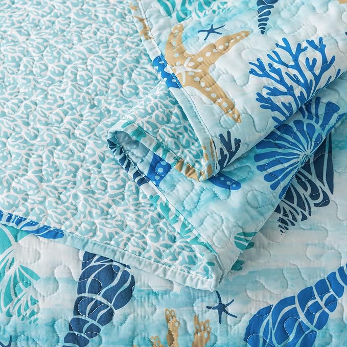Quilt Bedspread Sets - West Coastal Pattern Reversible Coverlet Set, Queen Size