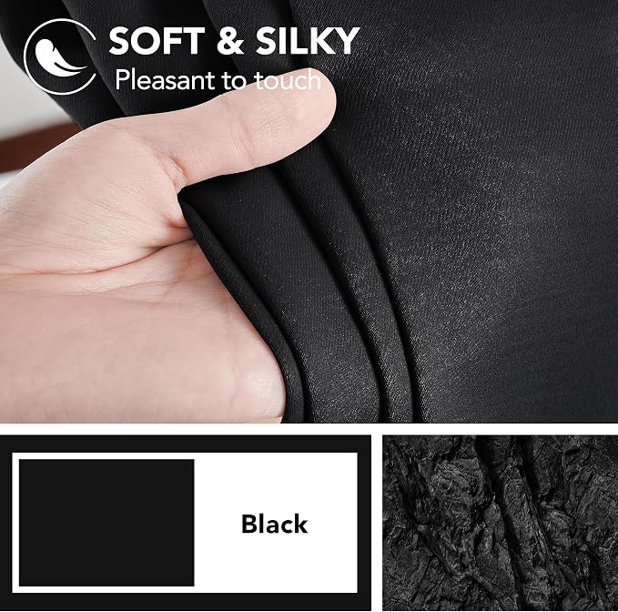 Deconovo Blackout Curtains 84 Inches Long, Black Blackout Curtains for Bedroom - 2 Panels, 52x84 Inch, Room Darkening Curtains for Living Room, Back Tab and Rod Pocket Black Curtains (Pack of 2)