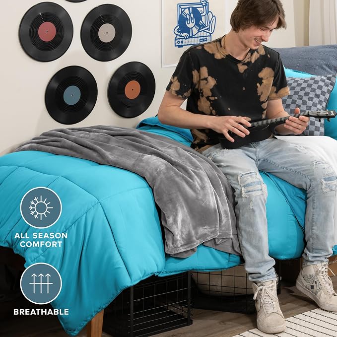 Bare Home Comforter Set - 1800 Ultra Soft (Twin/Twin XL, Aqua) | All-Season, Breathable, Hypoallergenic, Premium 1800, Warm, Cozy