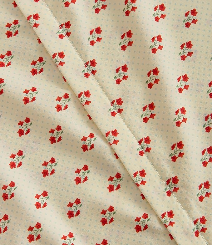 Duvet Cover Full - Floral Duvet Cover - 3 Piece - Vintage Red Floral | Soft Floral Duvet Cover 80 x 90 with 2 Pillow Shams, Zipper Closures & Ties, Floral Bedding for Women, Men, Kids & Teens