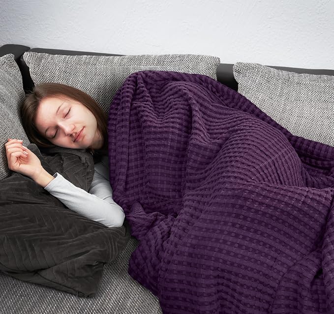 Utopia Bedding 100% Cotton Waffle Blanket Twin Size Plum, 90x72 Inch | Lightweight Breathable Cozy Summer Bed Blanket Home Decor Gift for Women and Men