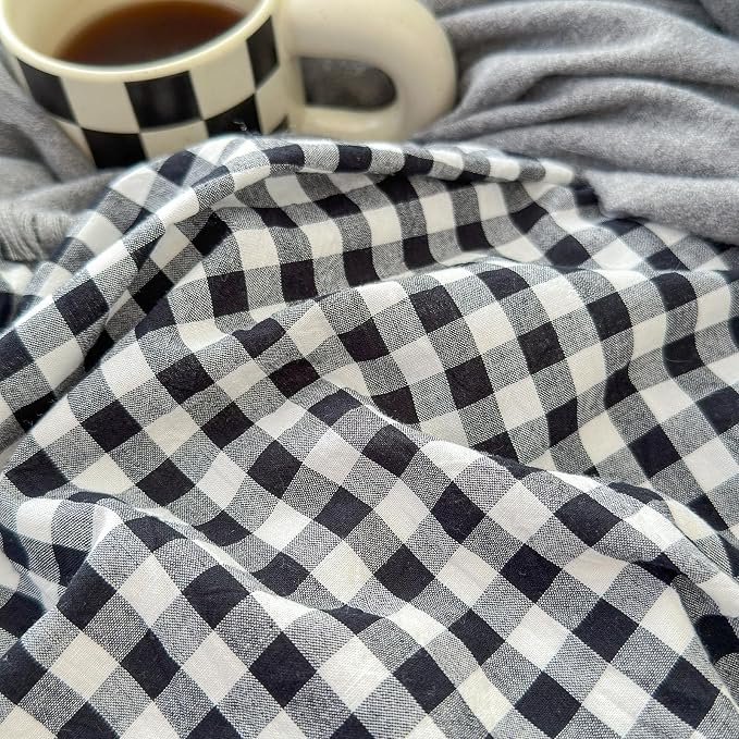 LifeTB Twin XL Comforter Set Black Gingham Comforter for Men Boys Geometric Plaid Comforter Set Grid Checkered Pattern Comforter with 2 Pillowcases Fluffy Soft Plaid Gingham Bedding Set Twin XL