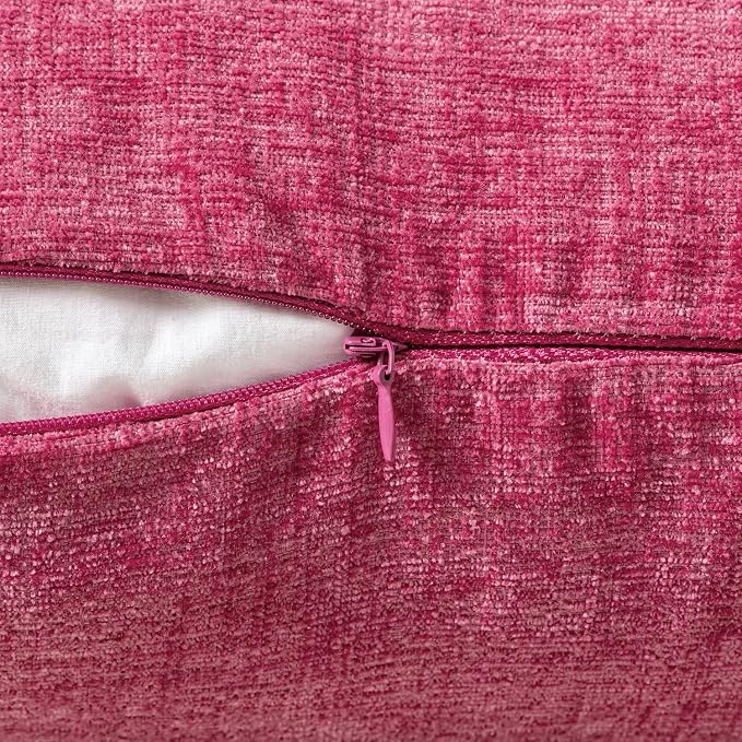 MIULEE Soft Chenille Throw Pillow Covers Hot Pink 20x20 Inch Pack of 2 | Modern Home Decor, Classic Decorative Pillows, Solid Dyed Cases, Boho Couch Cushion Covers for Sofa Bed Living Room