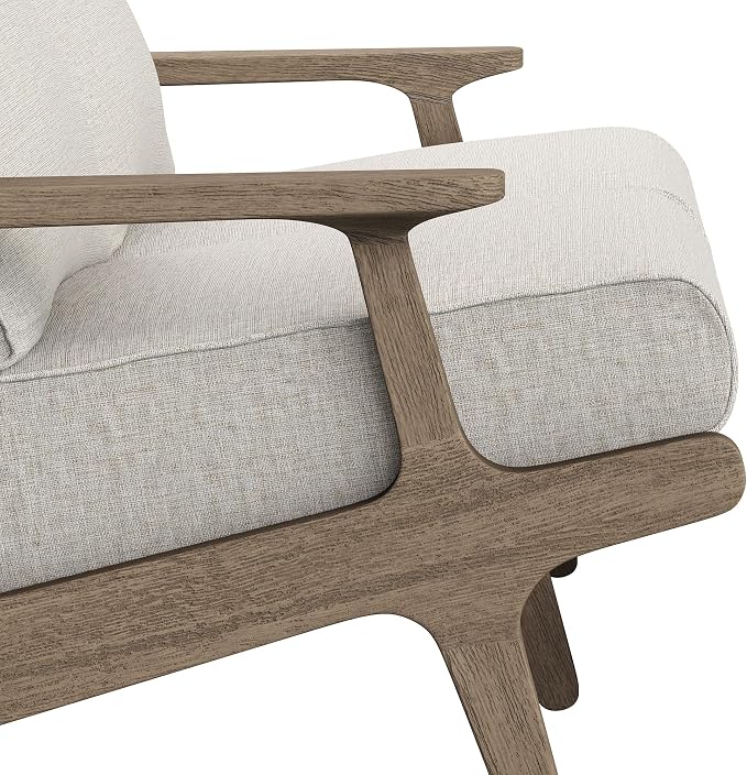 Modway Saratoga Teak Outdoor Patio Loveseat in Weathered Gray Pebble – 2 Seater Outdoor Couch with Weather-Resistant Cushions – Wooden Porch Loveseat