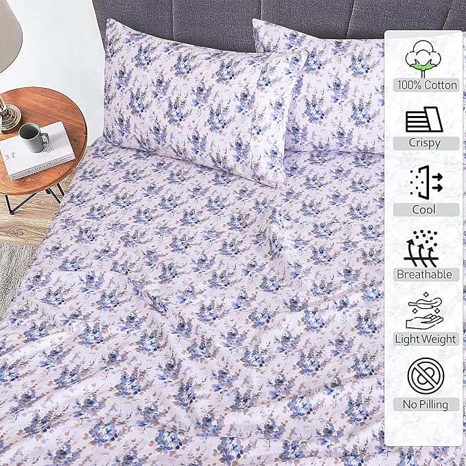 RUVANTI 100% Cotton Percale Sheets Twin Size, Maple | Crisp Cooling for Hot Sleepers, Deep Pocket 16", Soft Breathable & Durable, Hotel-Style 3 Piece Set