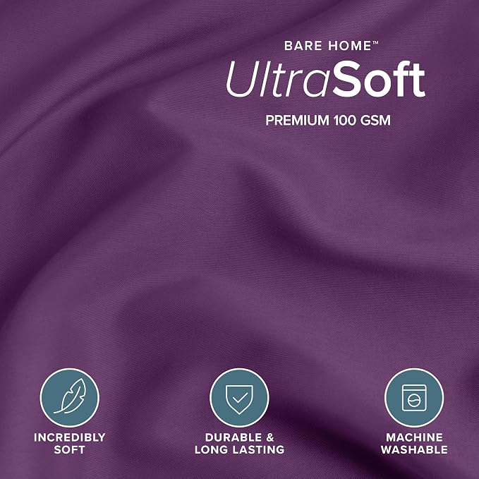 Bare Home Duvet Cover Set 1800 Ultra-Soft (Twin/Twin XL, Plum) | Lightweight, Cooling, Breathable, Premium 1800 Ultra-Soft, All-Season