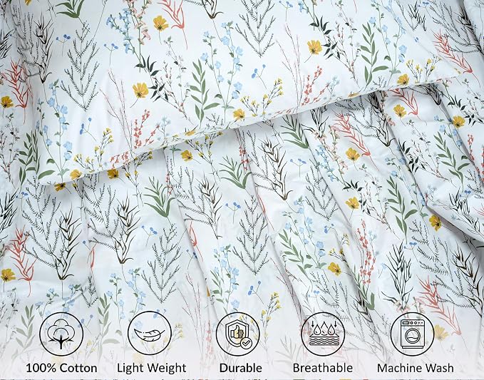 RUVANTI 100% Cotton Percale Sheets, Queen Size, Aroma | Crisp Cooling, Deep Pocket 16", Soft Breathable & Durable, Hotel-Style, 4 Piece Set