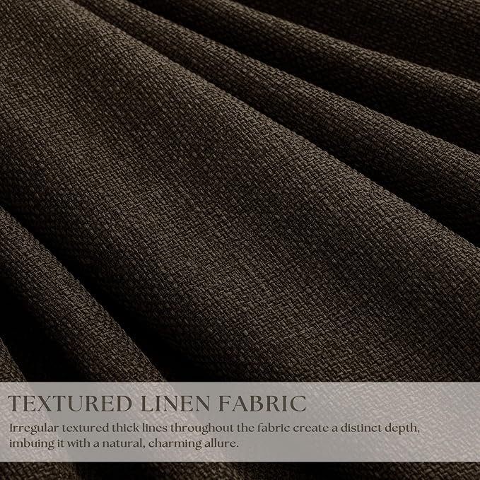 100% Blackout Linen 102 Inch Curtains 2 Panels for Bedroom Dark Chocolate | Pinch Pleated, Dark Brown Chocolate, Linen Textured, Insulated Heavy Curtain, Sliding Glass Door, Room Darkening Drapes