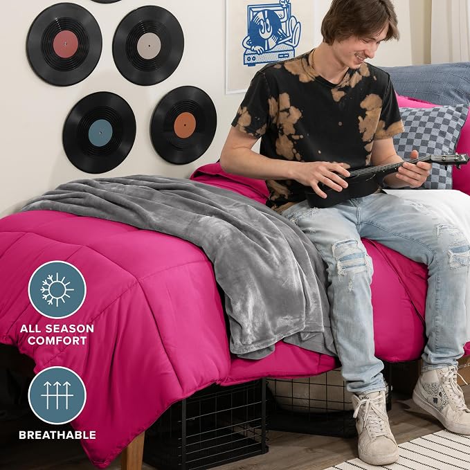 Bare Home Comforter Set - 1800 Ultra Soft (Twin/Twin XL, Pink) | All-Season, Breathable, Hypoallergenic, Premium 1800, Warm, Cozy
