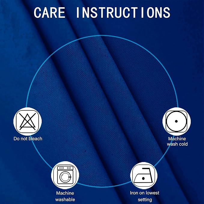 Blackout Curtains 38 x 63 inch/Royal Blue Curtains Set of 2 Panels/Thermal Insulated Room Darkening Bedroom Curtains