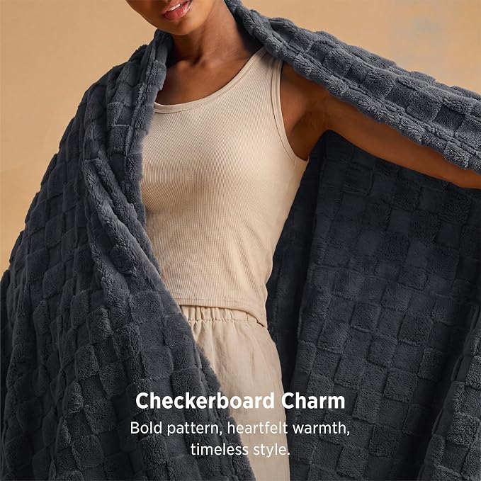 Bedsure GentleSoft Twin XL Blanket for Bed - Super Soft Cozy Fleece Blankets for Kids, Cute Throws for Girls, Dorm Room Essentials for Girls Teens Back to School, Dark Grey, 66x90 Inches