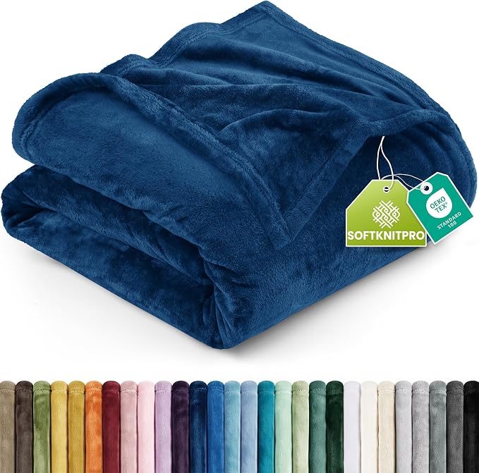 Utopia Bedding Ultra Soft Fleece Bed Blanket Full Size Navy (90x84 Inches) | Microfiber Plush Warm Lightweight Breathable Cozy Blanket Anti-Static, All Season Use, Gift for Women and Men