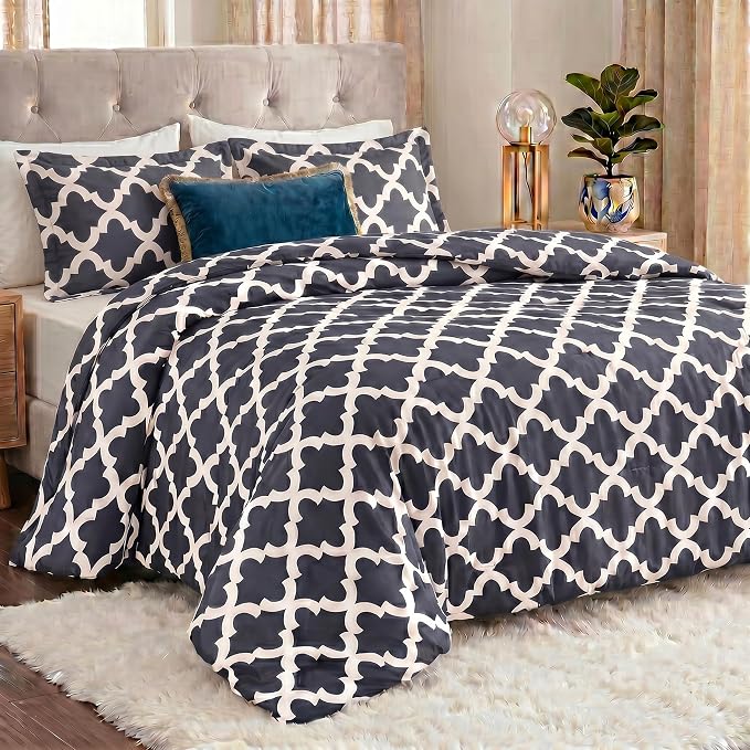 Utopia Bedding 3 Pc Queen Comforter Set, Printed Comforter, Grey | Comforter Set Includes Comforter (88x88) Inches, 2 Shams (20x26) Inches. Soft Microfiber Down Alternative, Machine Washable.