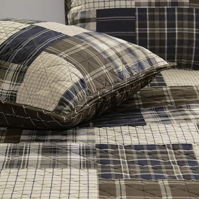 Madison Park Reversible Quilt Cabin Lifestyle Plaid Design - All Season, Breathable Coverlet Bedspread Bedding Set, Matching Shams, Timber Black/Brown King/Cal King(104"x94") 3 Piece | Diamond Quilted, Reversible Coverlet Set, Plush Cotton Filled, Ligh...