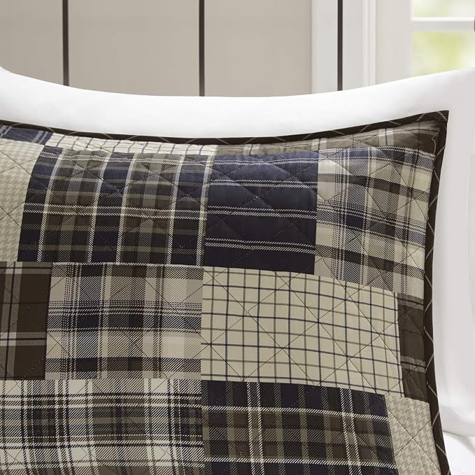 Madison Park Reversible Quilt Cabin Lifestyle Plaid Design - All Season, Breathable Coverlet Bedspread Bedding Set, Matching Shams, Timber Black/Brown King/Cal King(104"x94") 3 Piece | Diamond Quilted, Reversible Coverlet Set, Plush Cotton Filled, Ligh...