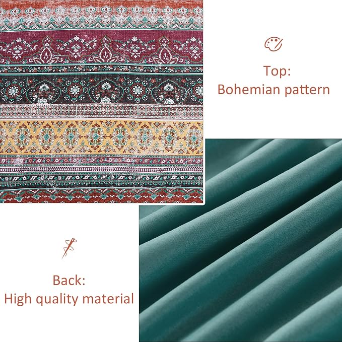 Cottolester Boho King Size Comforter Set 8 Pieces, Orange and Green Bohemian Striped Bed in a Bag, Paisley Soft Microfiber Bedding Comforter Set