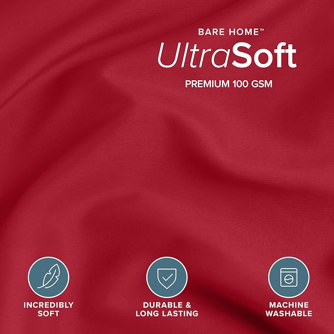 Bare Home Duvet Cover Set 1800 Ultra-Soft (King, Red) | Lightweight, Cooling, Breathable, Premium 1800 Ultra-Soft, All-Season