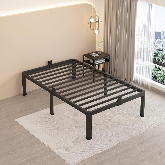 MAF 12 Inch Twin Metal Platform Bed Frame with Round Corner Legs | Mattress Baffle, 3000 LBS Heavy Duty Steel Slat Support, Noise Free, No Box Spring Needed, Easy Assembly, 10.4" Storage Space