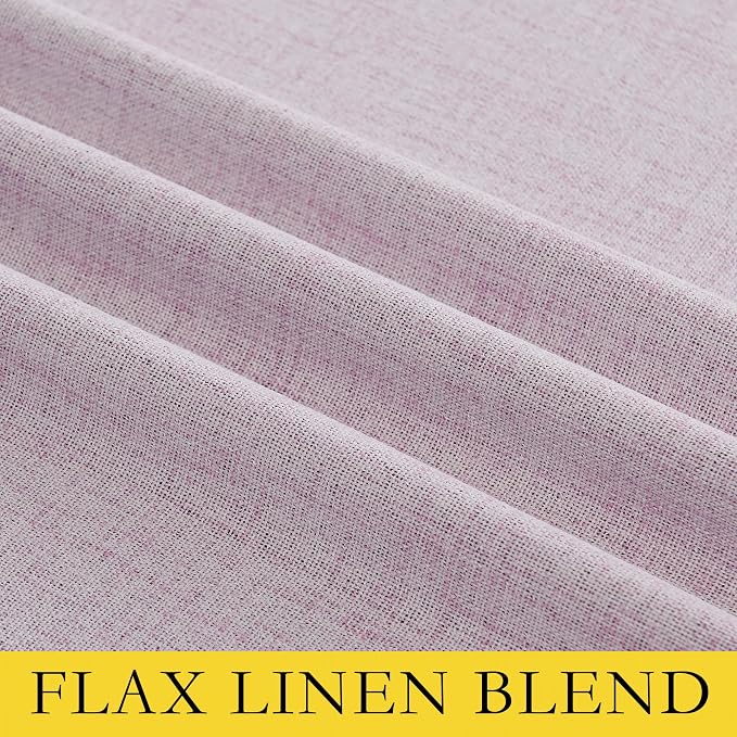 NICETOWN Pink Vintage Linen 100% Blackout Curtains for Playroom, Thermal Insulated Curtains 72" Long, Noise Reducing Window Treatment Drapes for Laundry Room, 62" Wide Per Panel, Set of 2