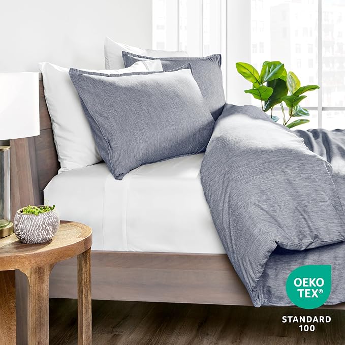 Bare Home Duvet Cover Set 1800 Ultra-Soft (King, Heathered Midnight Blue) | Lightweight, Cooling, Breathable, Premium 1800 Ultra-Soft, All-Season