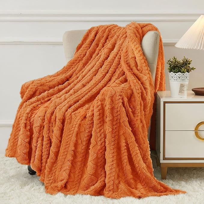 Aganear Fleece Throw Blanket for Bed Couch,Fall Boho Blanket,90"x90" Orange | Lightweight Fuzzy Throw,Warm Gift for Women,Christmas,Housewarming,Soft Aesthetic Home Decor for Bedroom Sofa,All-Season Use