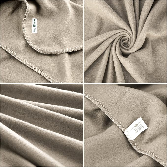 Fleece Throw Blankets Bulk Fleece Blankets Solid Wholesale Lightweight Warm Soft for Pet Bed Sofa Couch Office Wedding Gifts Travel Seasons Beige and Black 50x60 Inches Pack of 6