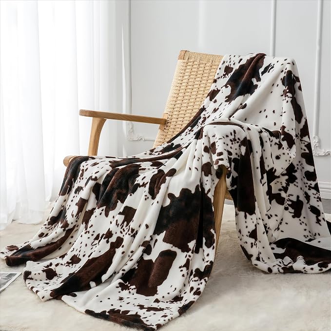 BEDELITE Fleece Blanket Soft Plush Twin Size Blanket Brown Cow 60"x80" | Ultra Soft Fleece, Plush Microfiber, Lightweight Warmth, All Season Comfort, Western Decor, Machine Washable, Couch Sofa Bed