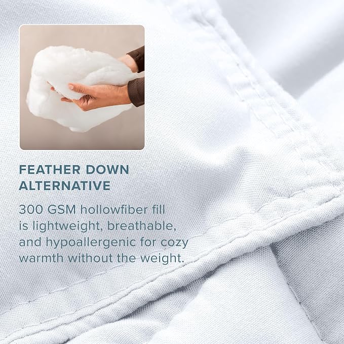Bare Home Comforter Set - 1800 Ultra Soft (Oversized Queen, White) | All-Season, Breathable, Hypoallergenic, Premium 1800, Warm, Cozy