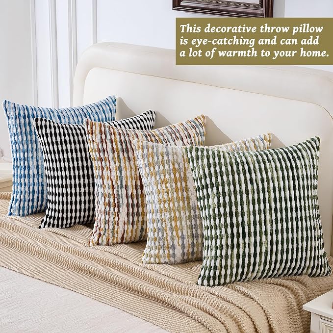 AmHoo Boho Chenille Pillow Cover Decorative Tufted Pillowcase for Couch Bed Sofa Bedroom Living Room Modern 18 x 18-Inch Sage Green